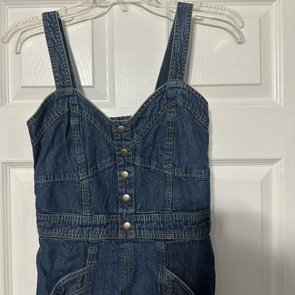 Japna Dark Blue Denim Mini Dress - Picture 2 of 15